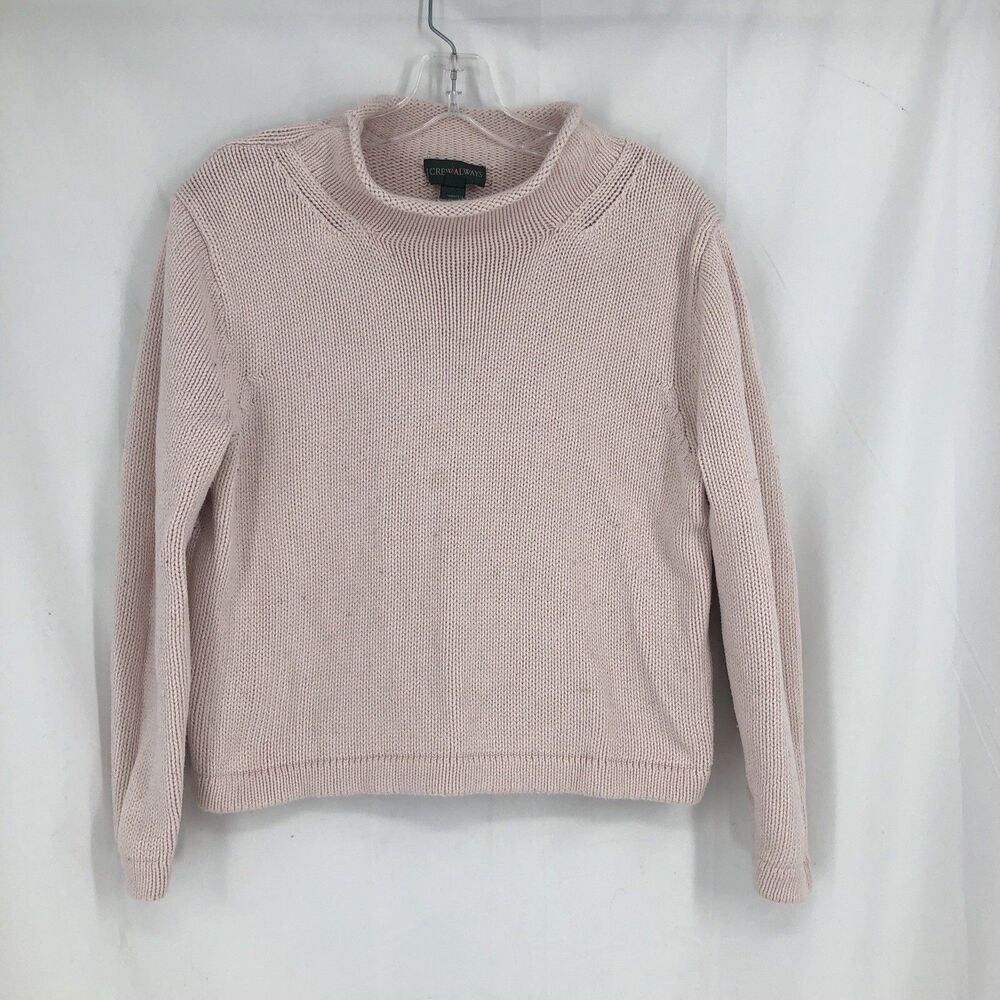 J. Crew Always Pink Sweater Sz.M Chunky Knit Rolled Mock Neck Preppy City